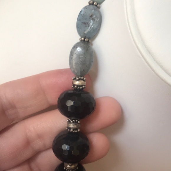 Wonderful Sterling Eliza B Kyanite and Jet Statement Necklace - Picture 6 of 8